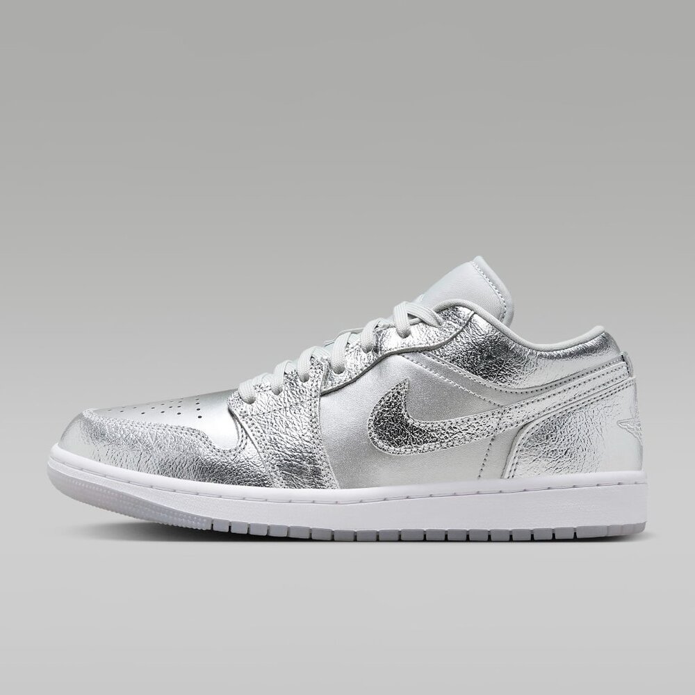 Jordan Low Top Metallic Silver/White Athletic Sneakers